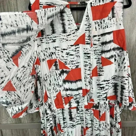 eShakti Dress 2X Midi Sleeveless White Red Flowy 22W - Picture 9 of 10